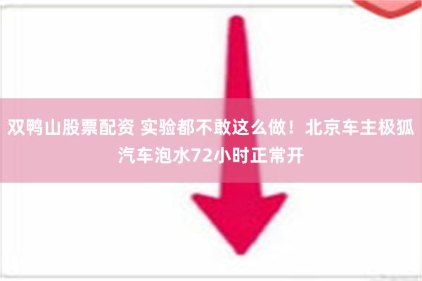 双鸭山股票配资 实验都不敢这么做！北京车主极狐汽车泡水72小时正常开