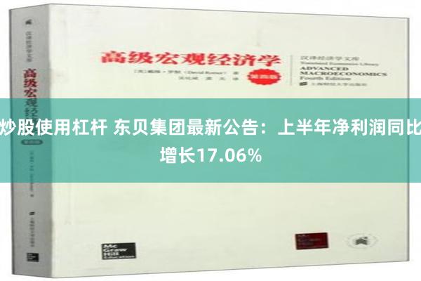 炒股使用杠杆 东贝集团最新公告：上半年净利润同比增长17.06%