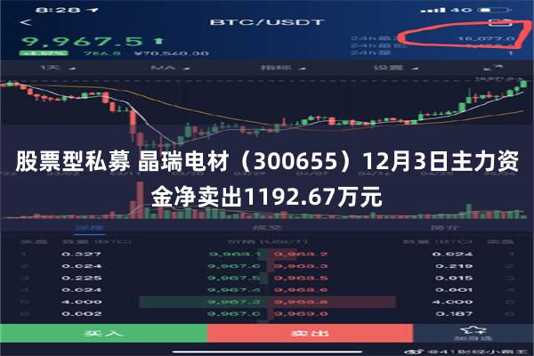 股票型私募 晶瑞电材（300655）12月3日主力资金净卖出1192.67万元